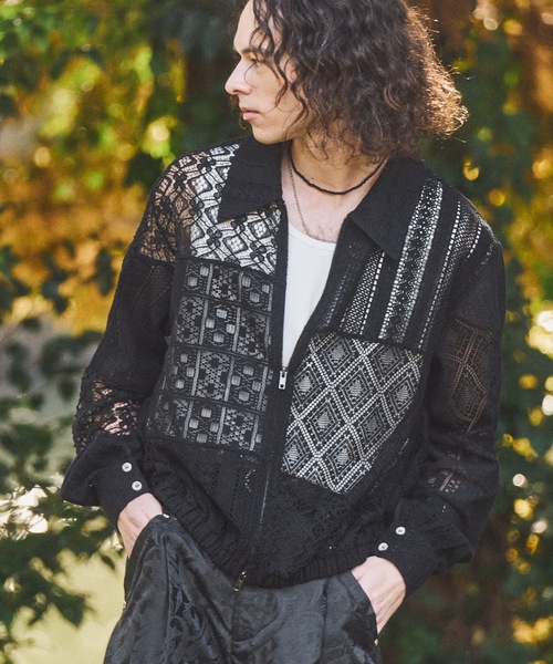 CASPER JOHN（キャスパージョン）の「Patchwork lace blouson/パッチワークレースブルゾン（ブルゾン・メンズ・ブラック/ホワイト・LARGE/MEDIUM/SMALL/X-SMALL）」の8枚目の写真