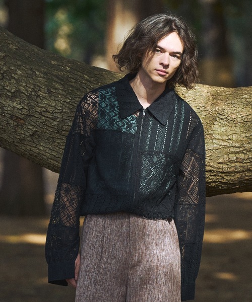 CASPER JOHN（キャスパージョン）の「Patchwork lace blouson/パッチワークレースブルゾン（ブルゾン・メンズ・ブラック/ホワイト・LARGE/MEDIUM/SMALL/X-SMALL）」の3枚目の写真