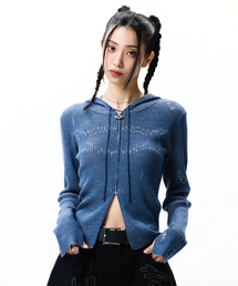 CRITIC（クリティック）の「WORMHOLE HOODIED KNIT(FOR WOMEN) BLUE（ニット/セーター）」