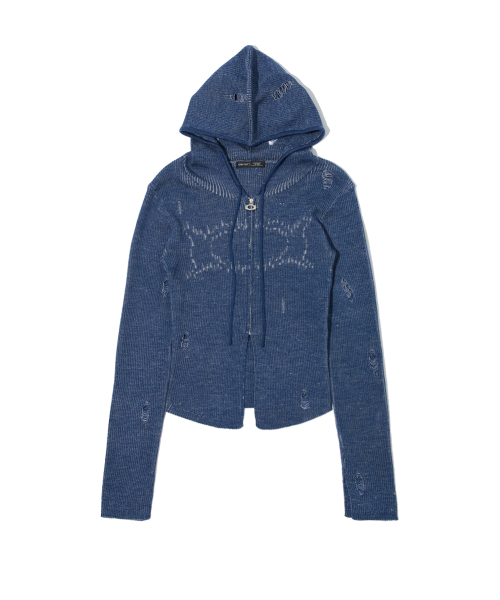 CRITIC（クリティック）の「WORMHOLE HOODIED KNIT(FOR WOMEN) BLUE（ニット/セーター・レディース・その他・FREE）」の2枚目の写真