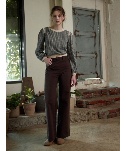 LENINA(レニーナ)の「NORA wide cotton long pants_BROWN(その他パンツ・レディース・ブラウン・SMALL/MEDIUM)」の2枚目の写真