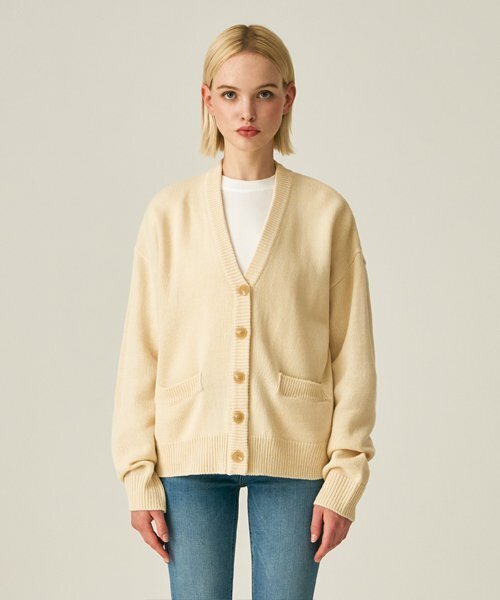LADY VOLUME(レディーボリューム)の「BASIC KNIT WOOL CARDIGAN_CREAM(カーディガン/ボレロ・レディース・その他・FREE)」の1枚目の写真