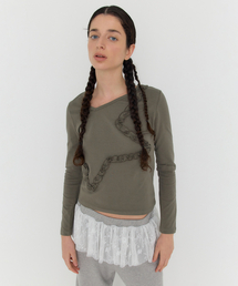 STAR PATCH UNBALANCED LONG-SL T - KHAKI