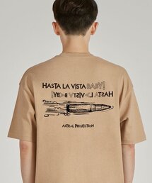アスタラビスタ ラウンドネック 15番手 綿 半袖Tシャツ_ベージュ