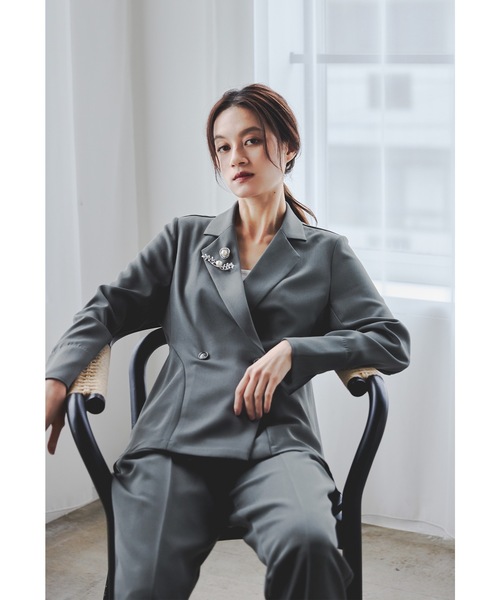 サイドフレアジャケットパンツスーツ 2点セット レディース