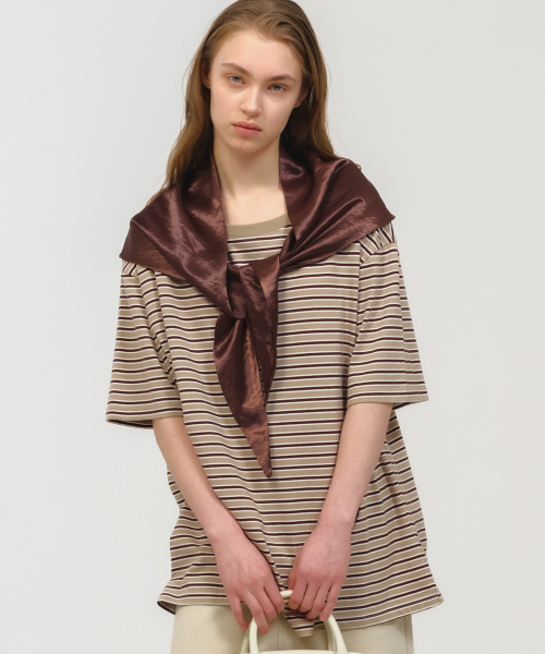 MOONSUN(ムーンサン)の「UNISEX, Stripe Oversized T-Shirt / Beige(Tシャツ/カットソー・レディース・その他・FREE)」の2枚目の写真
