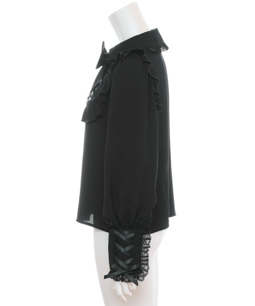 Secret Honey（シークレットハニー）の「ヨーク＆カフスレースアップブラウス（シャツ/ブラウス・レディース・ワインレッド/ブラック・MEDIUM）」の11枚目の写真