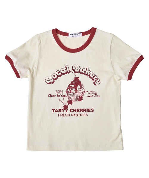 PAPERBOY(ペーパーボーイ)の「チェリーリンガー半袖Tシャツ-レッド(Tシャツ/カットソー・レディース・その他・SMALL/MEDIUM)」の2枚目の写真