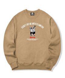 DONT HIT ME WITH FLOWERS GRAPHIC クルーネック - ベージュ