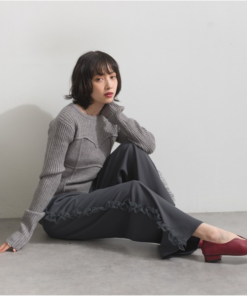 OandI（オーアンドアイ）の「サイドフリルラインパンツ（その他パンツ・レディース・チャコールグレー/ブラック/カーキ・M）」の13枚目の写真