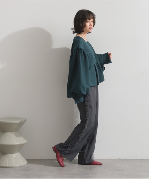 OandI（オーアンドアイ）の「サイドフリルラインパンツ（その他パンツ・レディース・チャコールグレー/ブラック/カーキ・M）」の15枚目の写真