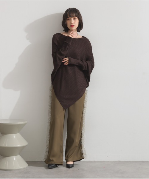 OandI（オーアンドアイ）の「サイドフリルラインパンツ（その他パンツ・レディース・チャコールグレー/ブラック/カーキ・M）」の18枚目の写真