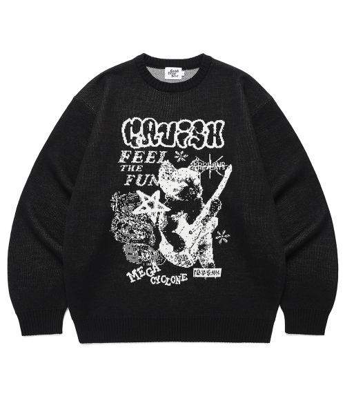 Cavish(カビシ)の「MEGA CYCLONE KNIT SWEATER BLACK(CV2EFUK601A)(ニット/セーター・レディース・ブラック・SMALL/MEDIUM/LARGE)」の1枚目の写真