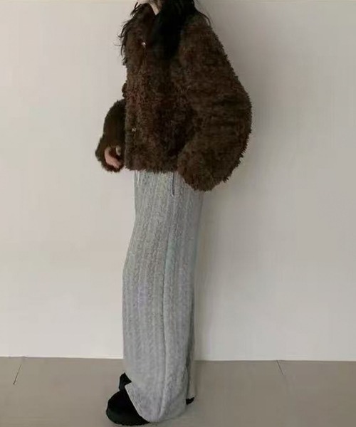 LAFFMO（ラフモ）の「襟付きフェイクファーショートコート（その他アウター・レディース・アイボリー/ライトグレー/ブラック/ブラウン・F）」の17枚目の写真