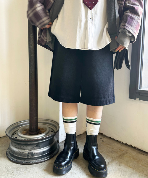 DOUBLE NAME（ダブルネーム）の「フロックツイルバミューダハーフパンツ（その他パンツ・レディース・ブラウン/ネイビー・FREE）」の2枚目の写真