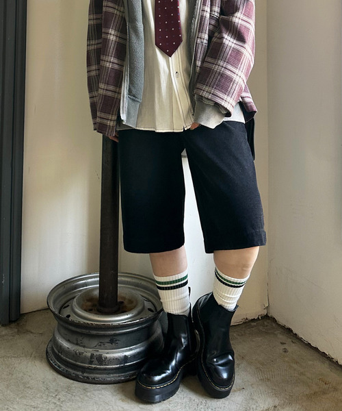 DOUBLE NAME（ダブルネーム）の「フロックツイルバミューダハーフパンツ（その他パンツ・レディース・ブラウン/ネイビー・FREE）」の4枚目の写真