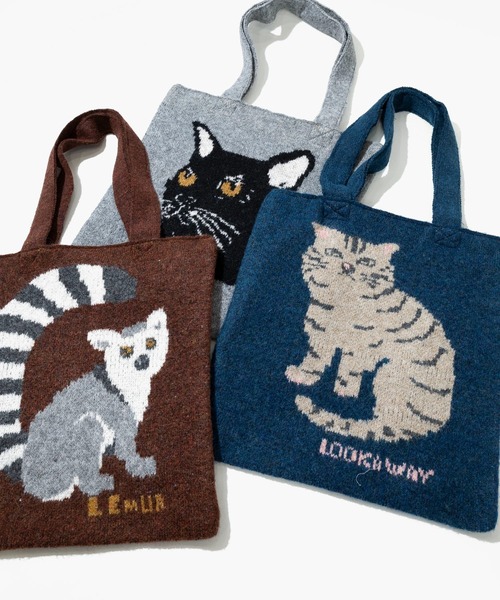 CUBE SUGAR（キューブシュガー）の「CUBE SUGAR/キューブシュガー　リサイクルPW ジャガードアニマル柄 トートBag（トートバッグ・レディース・グレー/ブルー/ブラウン・FREE）」の9枚目の写真