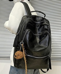 ユニセックス シンプル レザーライク バックパック リュック キャリーオン WO25W10BG13