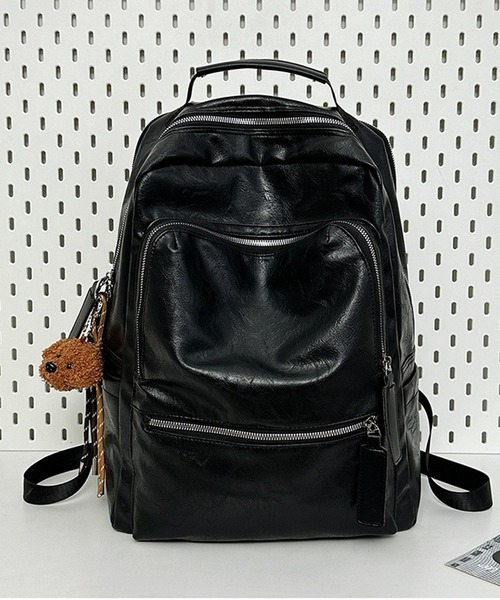 WESTBOY（ウエストボーイ）の「ユニセックス シンプル レザーライク バックパック リュック キャリーオン WO25W10BG13（バックパック/リュック・メンズ・ブラック/ブラウン・FREE）」の8枚目の写真