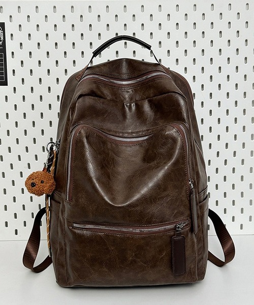 WESTBOY（ウエストボーイ）の「ユニセックス シンプル レザーライク バックパック リュック キャリーオン WO25W10BG13（バックパック/リュック・メンズ・ブラック/ブラウン・FREE）」の13枚目の写真