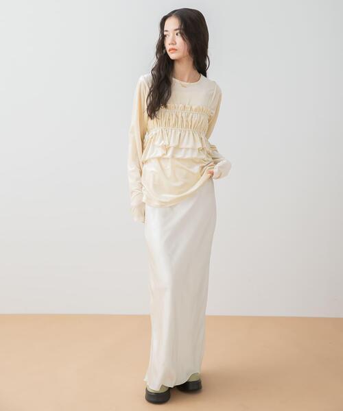 SENSE OF PLACE by URBAN RESEARCH（センスオブプレイスバイアーバンリサーチ）の「『洗濯可』フリルビスチェセットベロアトップ（Tシャツ/カットソー・レディース・アイボリー/ブラック/ブラウン・ONE）」の11枚目の写真