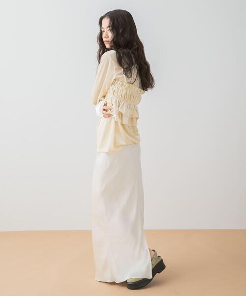 SENSE OF PLACE by URBAN RESEARCH（センスオブプレイスバイアーバンリサーチ）の「『洗濯可』フリルビスチェセットベロアトップ（Tシャツ/カットソー・レディース・アイボリー/ブラック/ブラウン・ONE）」の12枚目の写真