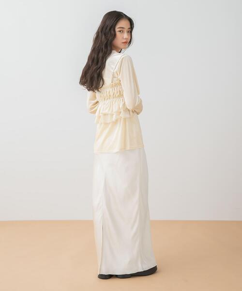 SENSE OF PLACE by URBAN RESEARCH（センスオブプレイスバイアーバンリサーチ）の「『洗濯可』フリルビスチェセットベロアトップ（Tシャツ/カットソー・レディース・アイボリー/ブラック/ブラウン・ONE）」の14枚目の写真