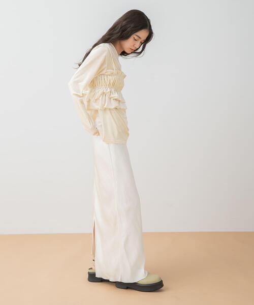 SENSE OF PLACE by URBAN RESEARCH（センスオブプレイスバイアーバンリサーチ）の「『洗濯可』フリルビスチェセットベロアトップ（Tシャツ/カットソー・レディース・アイボリー/ブラック/ブラウン・ONE）」の15枚目の写真