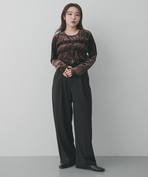 セール】『洗濯可』フリルビスチェセットベロアトップ（Tシャツ