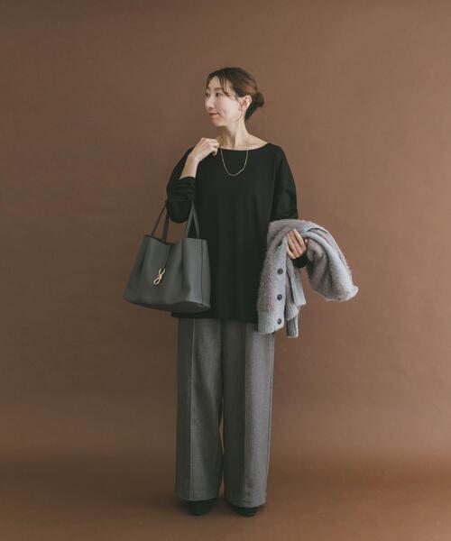 ITEMS URBANRESEARCH(アイテムズ アーバンリサーチ)の「シルケットボートネックロンTシャツ(Tシャツ/カットソー・レディース・アイボリー/ブラック/チャコールグレー・FREE)」の13枚目の写真