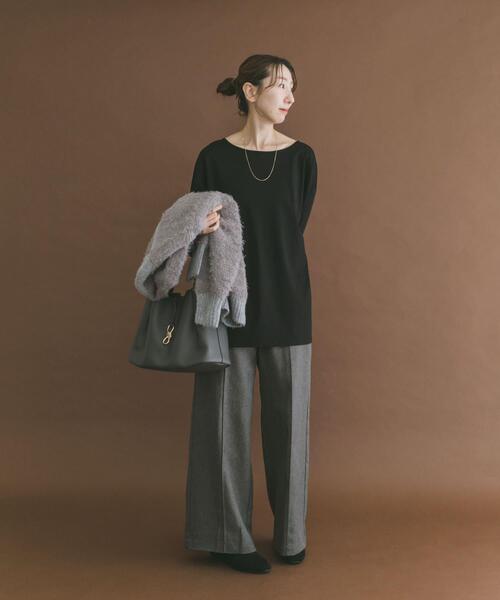 ITEMS URBANRESEARCH(アイテムズ アーバンリサーチ)の「シルケットボートネックロンTシャツ(Tシャツ/カットソー・レディース・アイボリー/ブラック/チャコールグレー・FREE)」の15枚目の写真