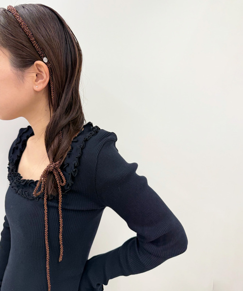 EDIT. FOR LULU(エディットフォールル)の「【MERRMA/メルマ】BEAD HEADBAND(その他小物・レディース・ブラウン・FREE)」の1枚目の写真