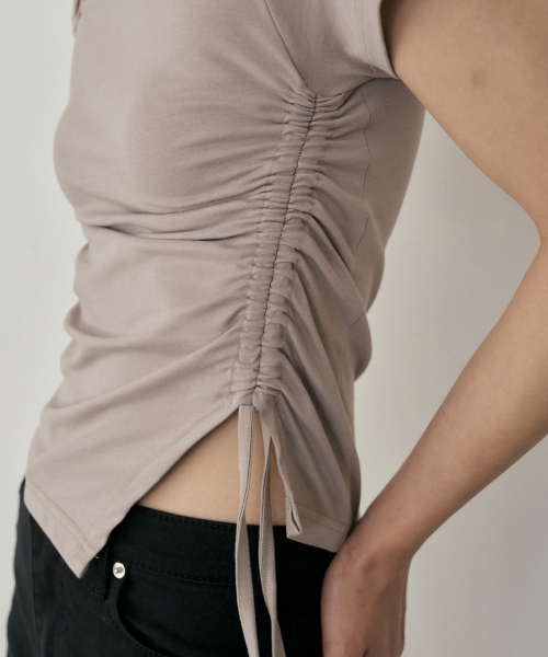 REORG(リオルグ)の「ASP SEMI SHOULDER STRING T-SHIRTS ASH COCOA(Tシャツ/カットソー・レディース・その他・SMALL/MEDIUM)」の2枚目の写真