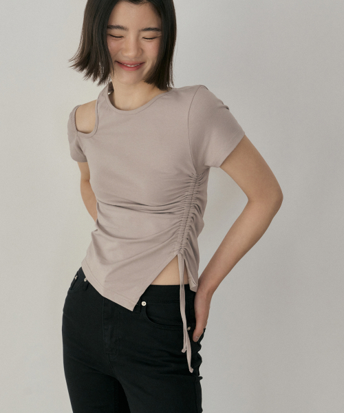 REORG(リオルグ)の「ASP SEMI SHOULDER STRING T-SHIRTS ASH COCOA(Tシャツ/カットソー・レディース・その他・SMALL/MEDIUM)」の3枚目の写真