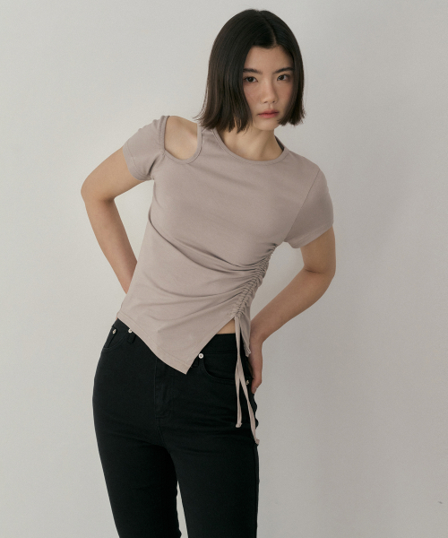 REORG(リオルグ)の「ASP SEMI SHOULDER STRING T-SHIRTS ASH COCOA(Tシャツ/カットソー・レディース・その他・SMALL/MEDIUM)」の4枚目の写真