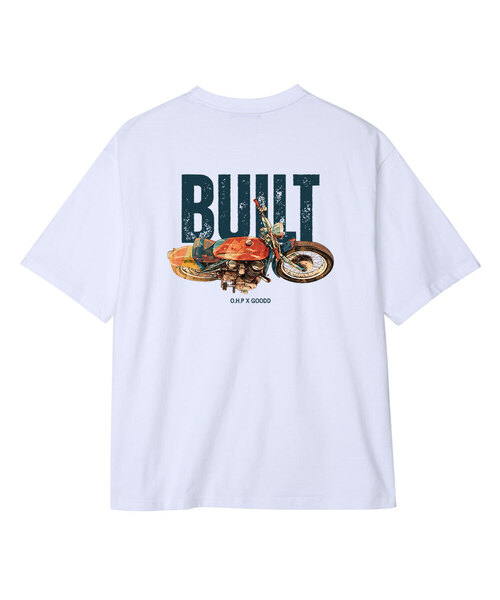 OHP(ワンハンドレッドパーセント)の「OHPxGOODD bの始まり セミオーバー 半袖Tシャツ(Tシャツ/カットソー・メンズ・ホワイト/ブラック・LARGE/X-LARGE/XX-LARGE/XXX-LARGE/S(90)/M(95)/XXXX-LARGE)」の1枚目の写真