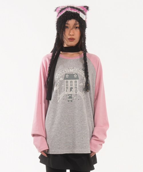 FANYOUNG（ファンヤング）の「ラビットハウス ラグランT グレー ピンク（Tシャツ/カットソー・レディース・その他・FREE）」の2枚目の写真