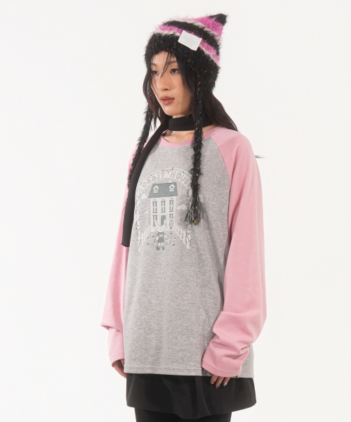 FANYOUNG（ファンヤング）の「ラビットハウス ラグランT グレー ピンク（Tシャツ/カットソー・レディース・その他・FREE）」の3枚目の写真