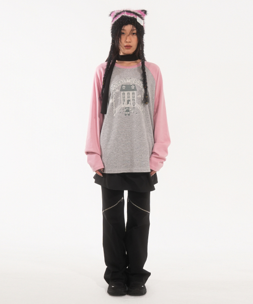 FANYOUNG（ファンヤング）の「ラビットハウス ラグランT グレー ピンク（Tシャツ/カットソー・レディース・その他・FREE）」の6枚目の写真