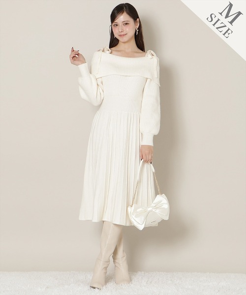 WILLSELECTION（ウィルセレクション）の「オフショルプリーツニットワンピース（ワンピース・レディース・ピンク/オフホワイト/グレー/ミント/ブラック・SMALL/MEDIUM）」の12枚目の写真