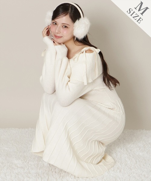 WILLSELECTION（ウィルセレクション）の「オフショルプリーツニットワンピース（ワンピース・レディース・ピンク/オフホワイト/グレー/ミント/ブラック・SMALL/MEDIUM）」の14枚目の写真