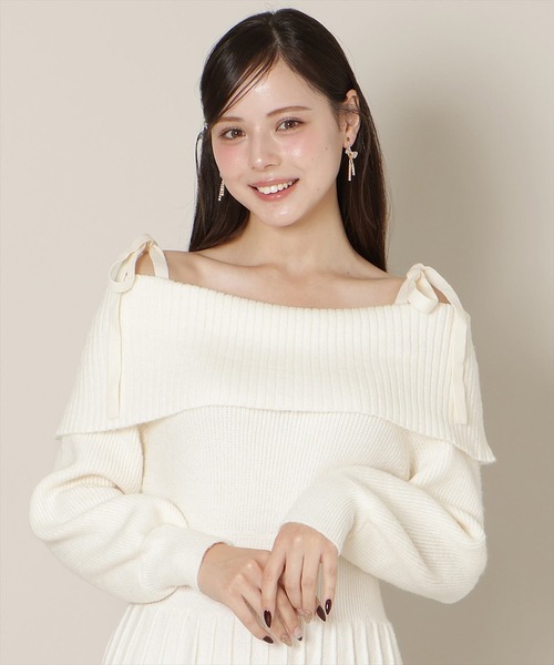 WILLSELECTION（ウィルセレクション）の「オフショルプリーツニットワンピース（ワンピース・レディース・ピンク/オフホワイト/グレー/ミント/ブラック・SMALL/MEDIUM）」の15枚目の写真