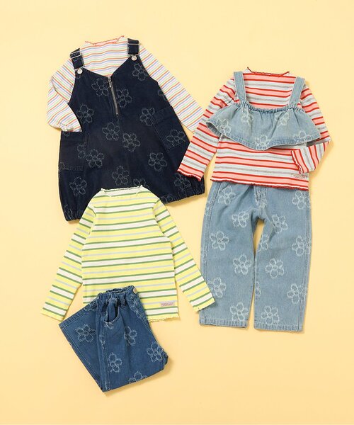 BREEZE(ブリーズ)の「ボーダーリブロンT(Tシャツ/カットソー・キッズ・オフホワイト/レインボー/ピンク/イエロー・110/100/90/80/140/130/120)」の10枚目の写真