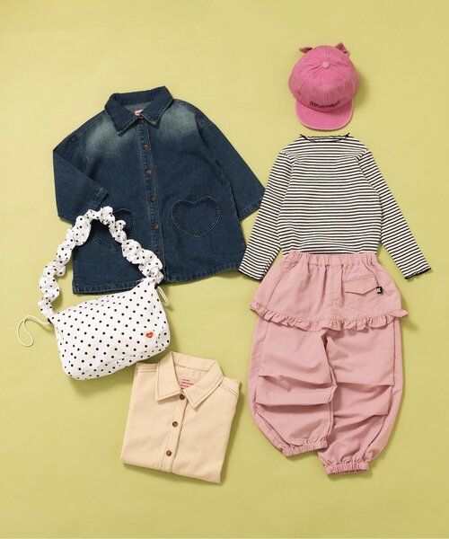 BREEZE(ブリーズ)の「ボーダーリブロンT(Tシャツ/カットソー・キッズ・オフホワイト/レインボー/ピンク/イエロー・110/100/90/80/140/130/120)」の11枚目の写真