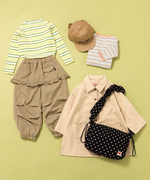 BREEZE(ブリーズ)の「ボーダーリブロンT(Tシャツ/カットソー・キッズ・オフホワイト/レインボー/ピンク/イエロー・110/100/90/80/140/130/120)」の12枚目の写真