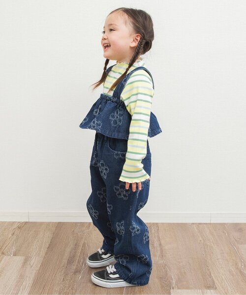 BREEZE(ブリーズ)の「ボーダーリブロンT(Tシャツ/カットソー・キッズ・オフホワイト/レインボー/ピンク/イエロー・110/100/90/80/140/130/120)」の14枚目の写真