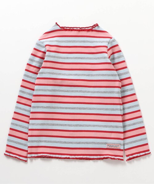 BREEZE(ブリーズ)の「ボーダーリブロンT(Tシャツ/カットソー・キッズ・オフホワイト/レインボー/ピンク/イエロー・110/100/90/80/140/130/120)」の16枚目の写真