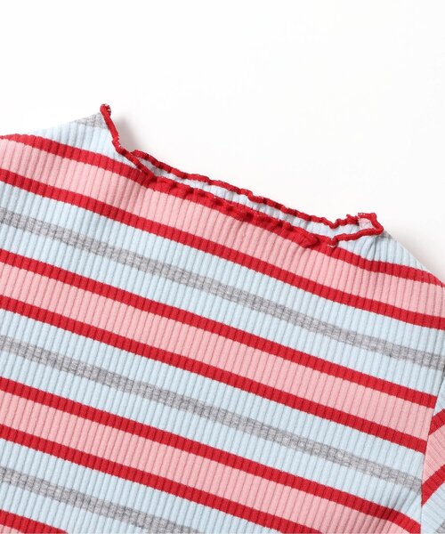 BREEZE(ブリーズ)の「ボーダーリブロンT(Tシャツ/カットソー・キッズ・オフホワイト/レインボー/ピンク/イエロー・110/100/90/80/140/130/120)」の20枚目の写真
