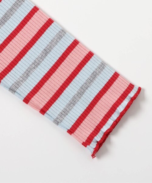 BREEZE(ブリーズ)の「ボーダーリブロンT(Tシャツ/カットソー・キッズ・オフホワイト/レインボー/ピンク/イエロー・110/100/90/80/140/130/120)」の21枚目の写真