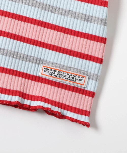 BREEZE(ブリーズ)の「ボーダーリブロンT(Tシャツ/カットソー・キッズ・オフホワイト/レインボー/ピンク/イエロー・110/100/90/80/140/130/120)」の22枚目の写真